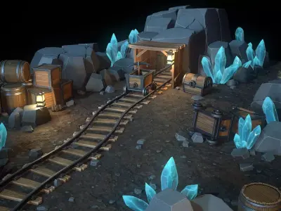 Stylized Mine Low-poly 3D model