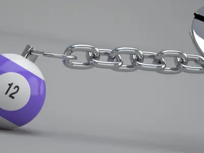 12 Snooker Ball with Keychain 3D model