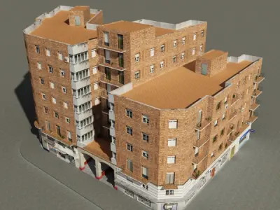 Building apartment - apartment Low-poly 3D model