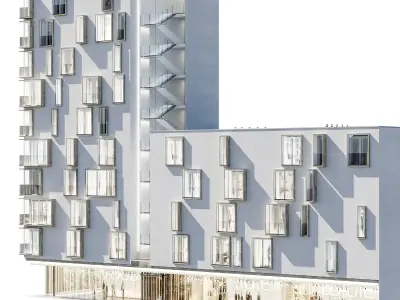 Modern residential building 02 3D model