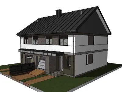 double house for two families with garage 3D model