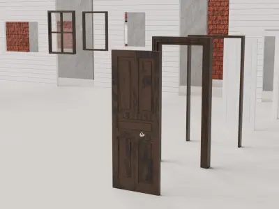 Modular house kit Low-poly 3D model
