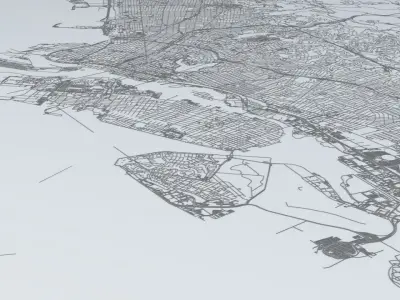 San Francisco Bay Eastern Side Road Network and Streets 3D model