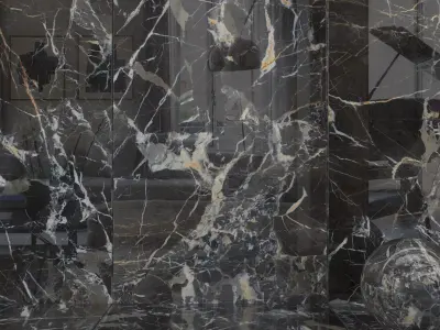 Wall Tiles Museum Laurent Black 160x320 Set 2 Texture