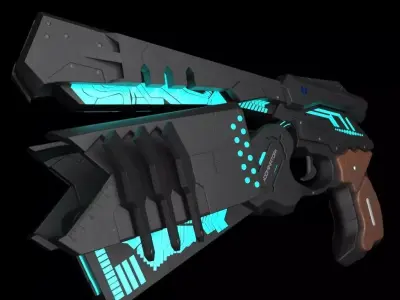 Dominator gun with lights Low-poly 3D model