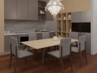 Dining and Kitchen Scene 3D model