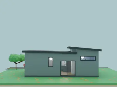 Modern house Low-poly 3D model 14