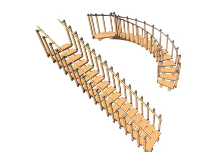 Wood Stairs 2 3D model
