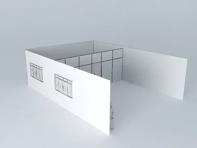 Partition with sliding door and glass Free 3D model