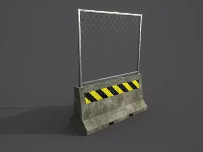 Concrete barrier  Low-poly 3D model 10