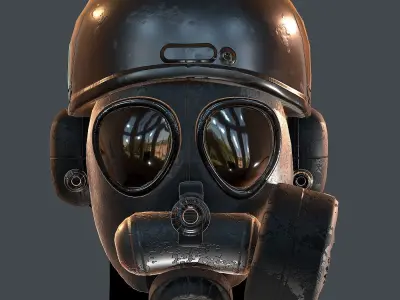 Gas mask helmet 3d model scifi Low-poly  Low-poly 3D model