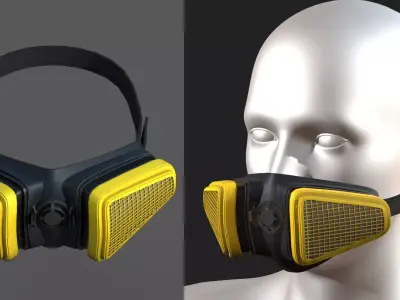 Gas mask protection plastic futuristic technology  Low-poly 3D model