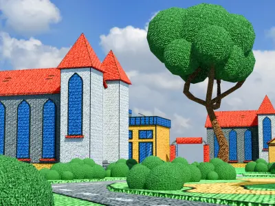  3D Stylized City Classic Play Rug 