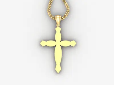 Light Gold 18K Cross Pendant 1CP056 3D print model