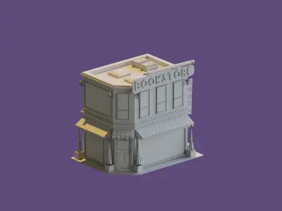 Bookstore  Low-poly 3D model