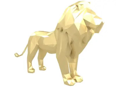 Low Poly Lion Statue v1 002 Low-poly 3D model