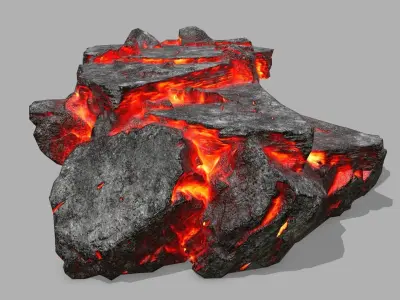Stair rock with flames Low-poly 3D model
