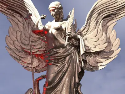 Medieval Angel Dragon slayer statue 3D model