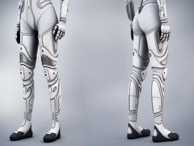 White Female Cyborg 3D model