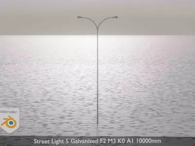 Street Light 5 Galvanized F2 M3 K0 A1 10000mm Low-poly 3D model