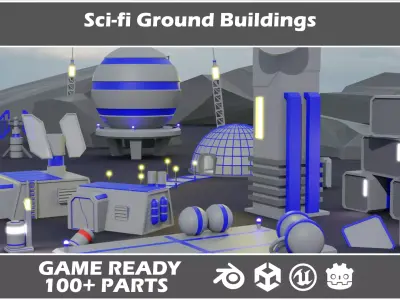 Sci-fi Ground Buildings Low-poly 3D model