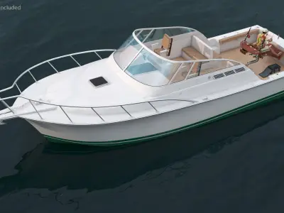 Man in Fishing Chair Catches Fish from Boat 