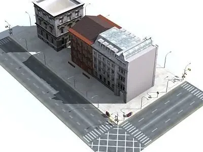 Low poly city block 17 Low-poly 3D model
