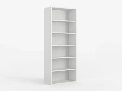 Modern White Bookcase - Tall Slim Storage Unit 3D Model Free low-poly 3D model