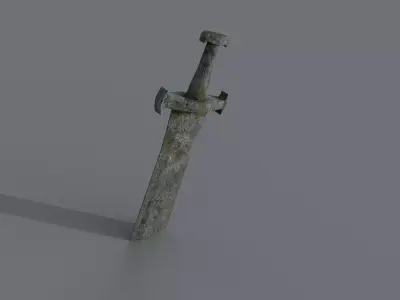 Stone sword Low-poly 3D model