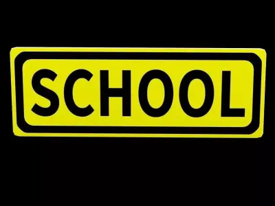 School Street Sign Rectangle Narrow Low-poly 3D model