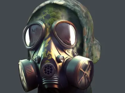 Gas mask helmet 3d model military combat  Low-poly 3D model
