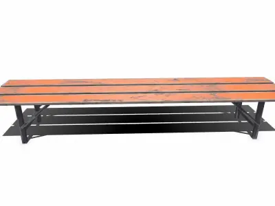 Old Outdoor Bench Low-poly PBR Free low-poly 3D model