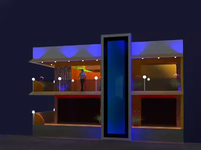 House decorated with lights 3D model