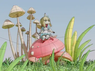 ALICE with a shroomm Low-poly 3D model