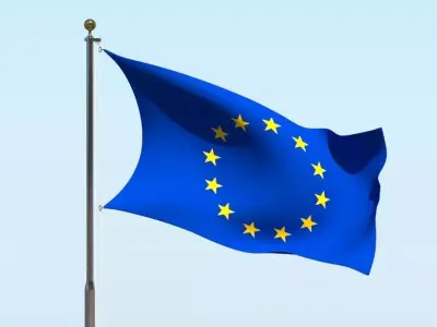 Animated Europe Flag 3D model 3D model