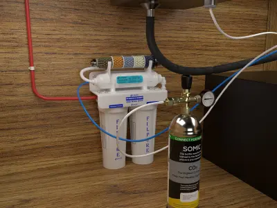 KITCHEN COUNTER AND FILTER 3D model