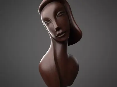 African Wood Statue 3D model