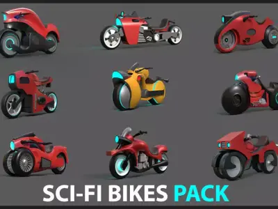 Sci-fi Bikes Pack Game Ready Low-poly 3D model