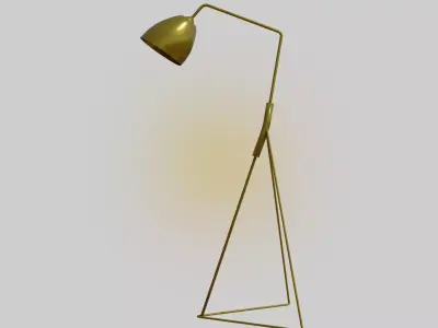 Elegant designed metallic golden floor lamp 3D model