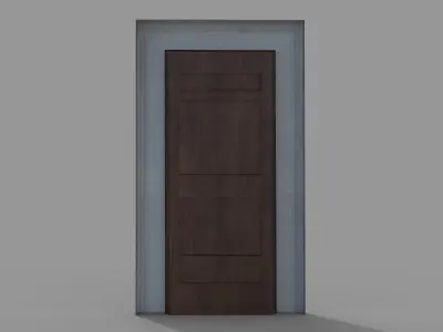 Wooden door 6 Low-poly 3D model