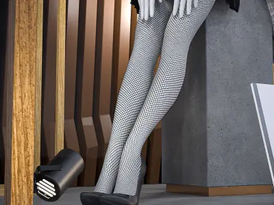 Shop front with female mannequin 001 3D model