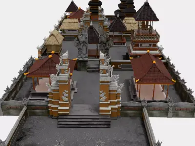 Balinese Brick Temple Traditional Brick Wall Temple 3D model