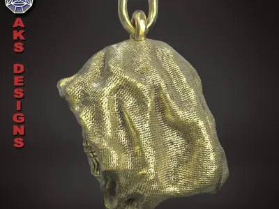 Pendant biker jewelry Reaper skull v174 3D print model