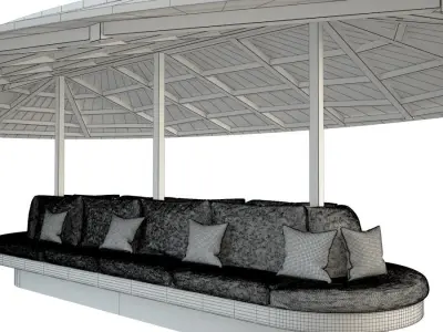 Gazebo With Bench Seat  3D model