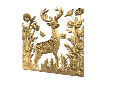 decor set wall panel Deer relied mural CNC 06 3D print model purchase