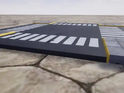 basic package of streets with sidewalks Low-poly 3D model