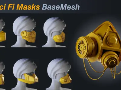 20 Sci Fi Masks Base Mesh Fbx  Obj 3D model