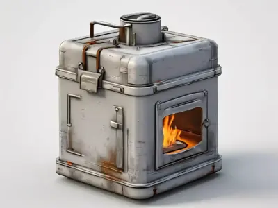 Portable Metal Stove 3D Model Low-poly 3D model