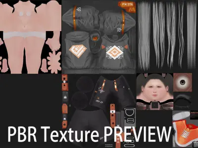 Fashion techwear young girl scifi future  Low-poly 3D model