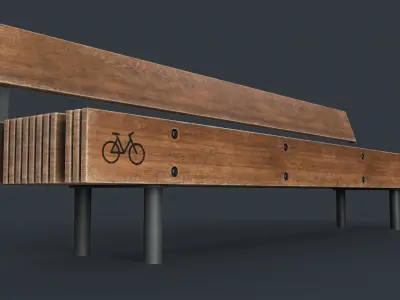 Modern Outdoor Bench 54 PBR Game Ready Low-poly 3D model